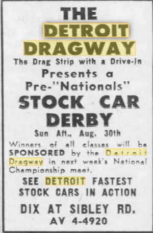 Aug 28 1959 Detroit Dragway, Brownstown Twp